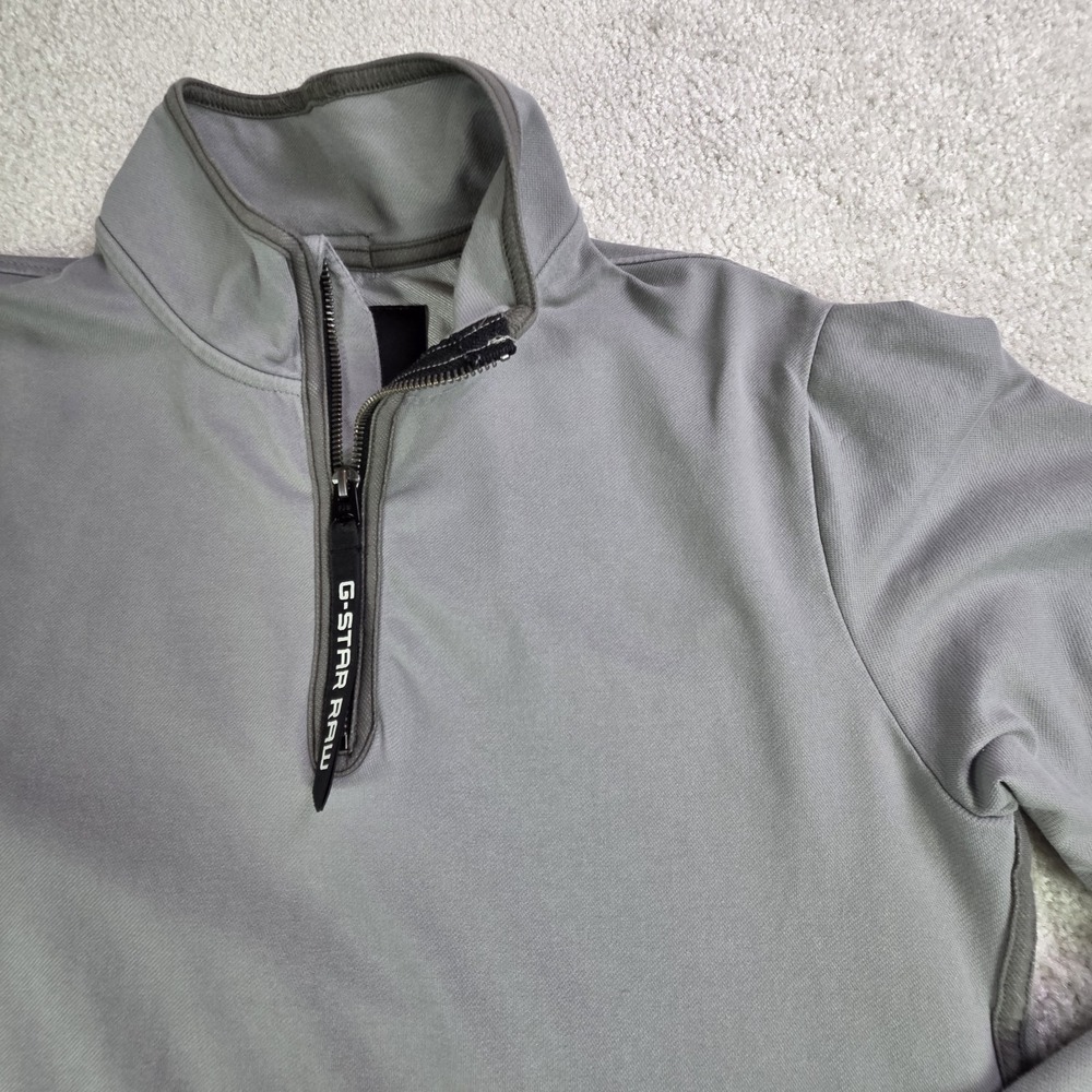 G Star Raw Half Zip Bound Tweeter Gray Men's Small Pocket Mock Neck